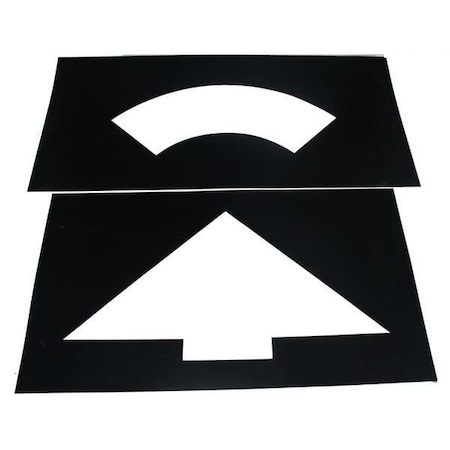 Traffic Stencil, Symbol, Curved Arrow, 27 in Character Height, Not Applicable Font, Plastic, Black MPN:3W634