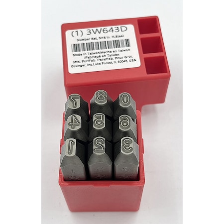 Hand Stamp Kit, Number Set MPN:3W643