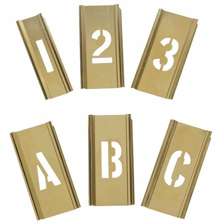 Interlocking Stencil, Numb&Letters, Brass, 3W647 MPN:3W647