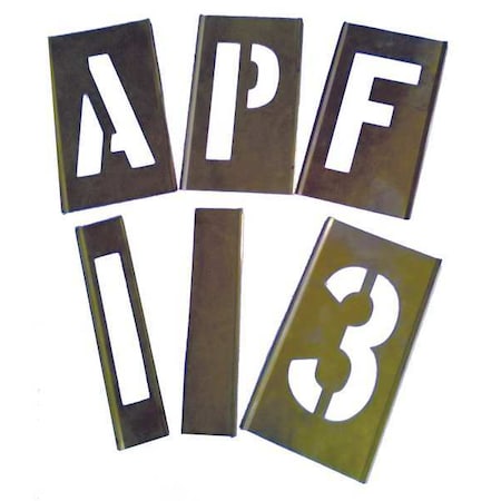 Interlocking Stencil, Numb&Letters, Brass, 3W648 MPN:3W648