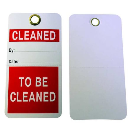 Tag, Cleaned, Cardstock, 3 in H x 5 3/4 in W, White, Rectangle, 25 PK MPN:3XDR3