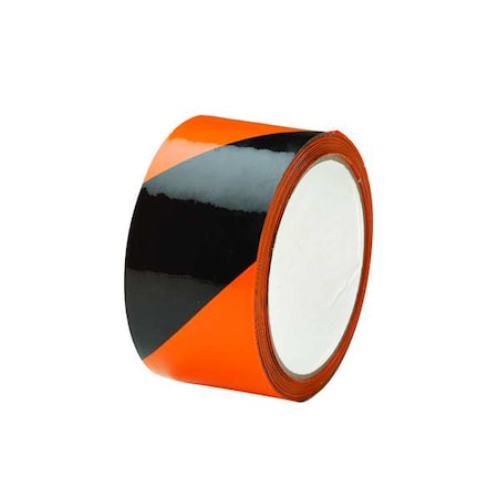Floor Marking Tape, vinyl, Striped, Black, Orange, 2 in W., 5 mil Thickness MPN:3YRX8