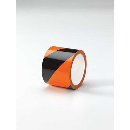 Floor Marking Tape, vinyl, Striped, Black, Orange, 3 in W., 5 mil Thickness MPN:3YRY5
