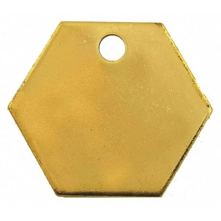 Blank Tag, Brass, 1 1/4 in H x 1 1/4 in W, Yellow, Octagon, 100 PK MPN:41260