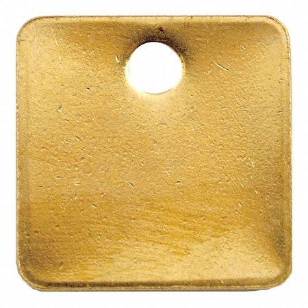 Blank Tag, Brass, 1 1/4 in H x 1 1/4 in W, Yellow, Square, 100 PK MPN:41432