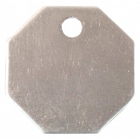 Blank Tag, Aluminum, 1 1/4 in H x 1 1/4 in W, Silver, Octagon, 25 PK MPN:41526