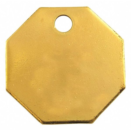 Blank Tag, Brass, 1 1/4 in H x 1 1/4 in W, Yellow, Octagon, 100 PK MPN:41527