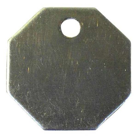 Blank Tag, Stainless Steel, 1 1/4 in H x 1 1/4 in W, Silver, Octagon, 100 PK MPN:41528