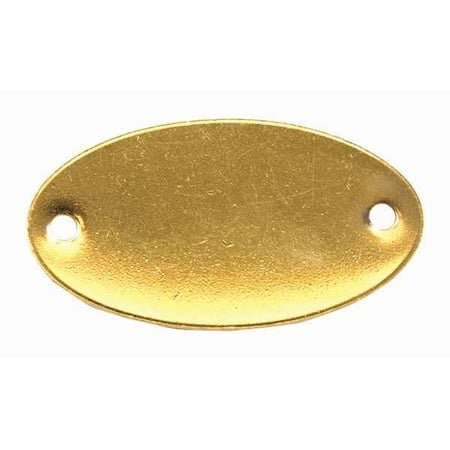 Blank Tag, Brass, 1 in H x 1 7/8 in W, 1 in Dia., Yellow, Oval, 100 PK MPN:41742