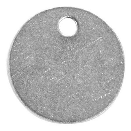 Blank Tag, Aluminum, 2 in H x 2 in W, 2 in Dia., Silver, Round, 100 PK MPN:41881