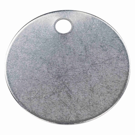 Blank Tag, Stainless Steel, 1 1/2 in H x 1 1/2 in W, Silver, Round, 25 PK MPN:43584