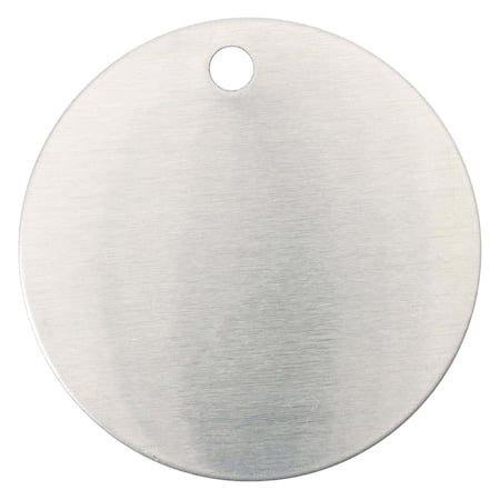 Blank Tag, Brass, 2 in H x 2 in W, Silver, Round, 25 PK MPN:43586