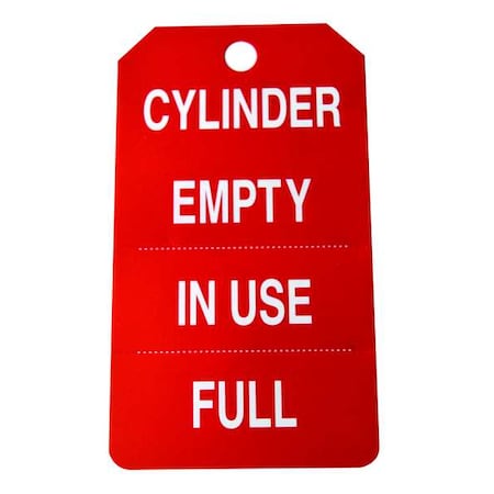 Cylinder Tag, Lockout Tagout, 5 3/4 in H x 3 1/4 in W, Red, Rectangle, 25 PK MPN:43Z329