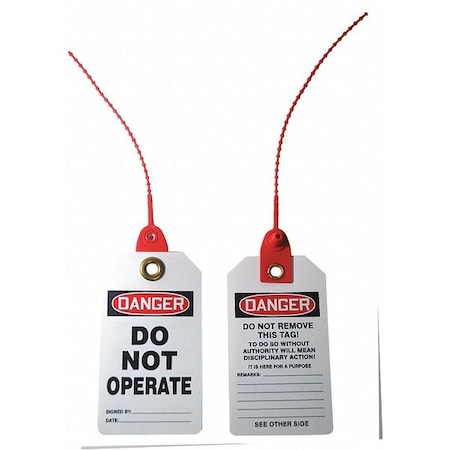 Danger Tag, Machine and Operational, 5 3/4 in H x 3 1/4 in W, White, Rectangle, 10 PK MPN:4DMG1