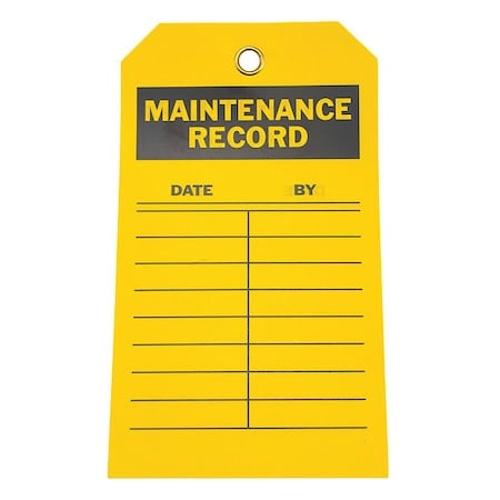 Tag, Maintenance, Polyester, 7 in H x 4 in W, Yellow, Rectangle, 10 PK MPN:4ZH13
