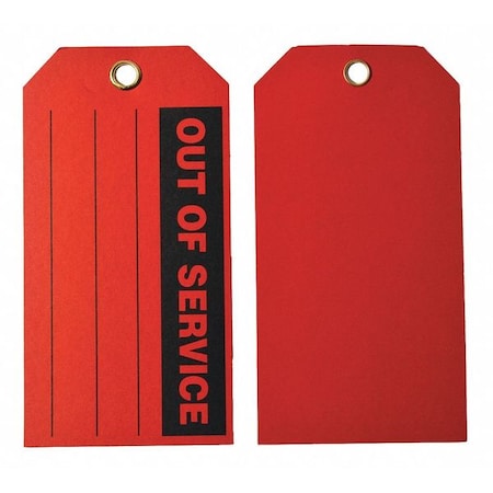 Tag, Red, Cardstock, 7inH, 4inW, PK100 MPN:4ZH20