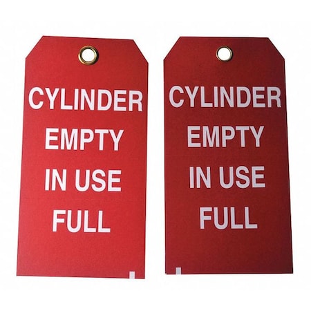 Cylinder Status Tag, Lockout Tagout, Cardstock, 5 3/4 in H x 3 in W, Red, Rectangle, 100 PK MPN:5ENZ1
