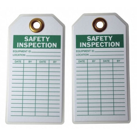 Tag, Safety, Polyester, 3 in H x 5 3/4 in W, White, Rectangle, 10 PK MPN:5KR79