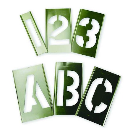 Interlocking Stencil, Numb&Letters, Brass, 6A232 MPN:6A232