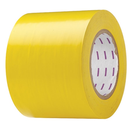 Floor Marking Tape, vinyl, Solid, Yellow, 4 in W., 5 mil Thickness MPN:8A858