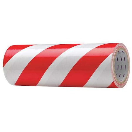 Floor Marking Tape, vinyl, Striped, Red, White, 12 in W., 7 mil Thickness MPN:8AAC3