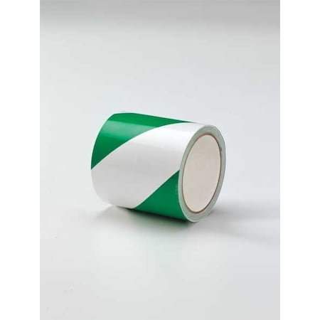 Floor Marking Tape, vinyl, No Legend, Green, White, 4 in W., 7 mil Thickness MPN:8AAK5