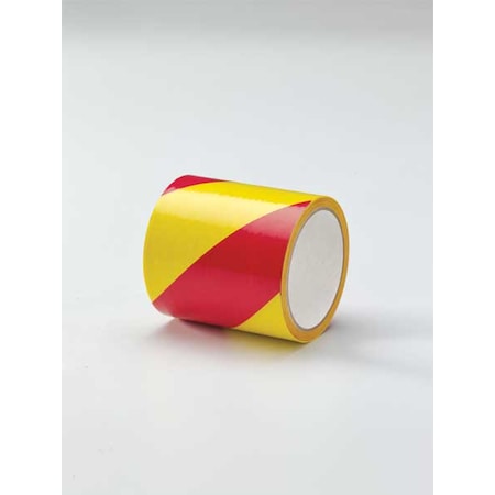 Floor Marking Tape, vinyl, No Legend, Magenta, Yellow, 4 in W., 7 mil Thickness MPN:8AAK6
