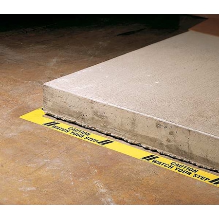 Floor Marking Tape, Polyester, Caution Watch Your Step, Black, Yellow, 3 in W., 7 mil Thickness MPN:8AFH0