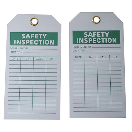 Tag, Safety, Polyester, 5 3/4 in H x 3 in W, White, Rectangle, 100 PK MPN:8CMR1