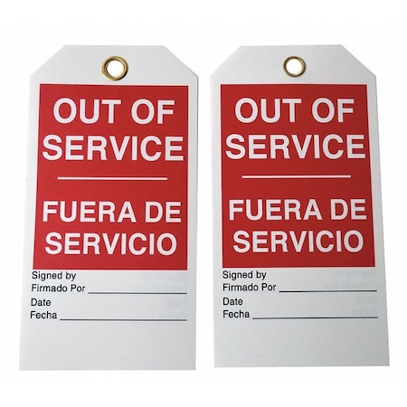 Out Of Svce Bilingual Tag, 3/8 In, PK10, 8CMR9 MPN:8CMR9
