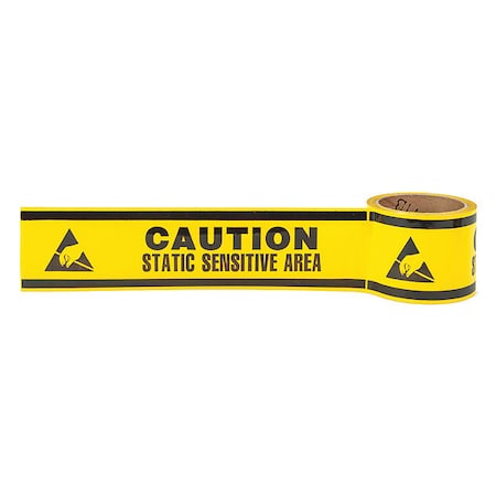 Floor Marking Tape, vinyl, Caution, Yellow, 3 in W., 4.9 mil Thickness MPN:8ZFT2