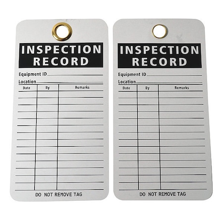 Tag, Inspection, Cardstock, 3 in H x 5 3/4 in W, White, Rectangle, 25 PK MPN:9DT29