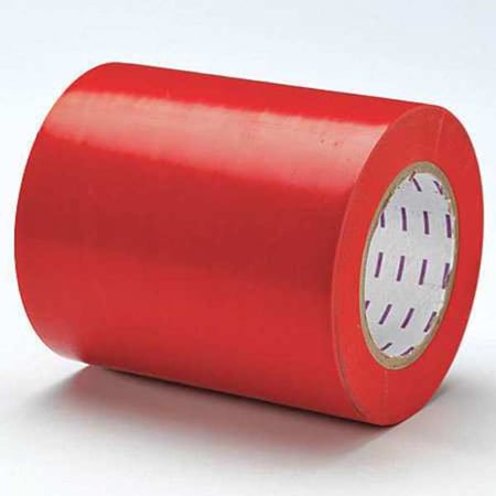 Floor Marking Tape, vinyl, Solid, Red, 6 in W., 5 mil Thickness MPN:9EKR2