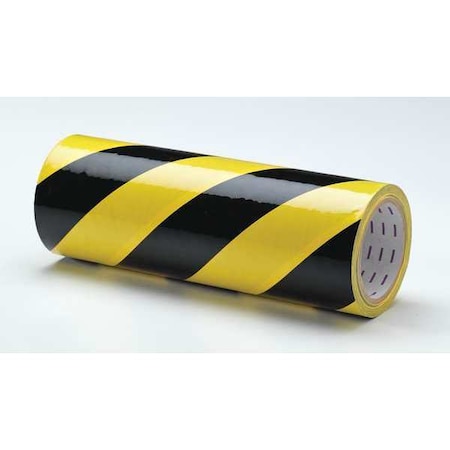 Floor Marking Tape, vinyl, No Legend, Black, Yellow, 12 in W., 7 mil Thickness MPN:9GEK7