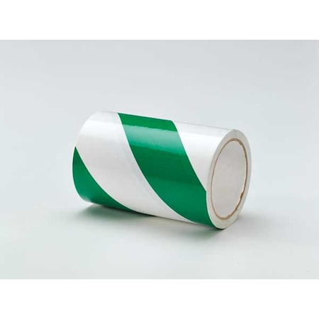 Floor Marking Tape, vinyl, Striped, Green, White, 6 in W., 7 mil Thickness MPN:9MEJ2