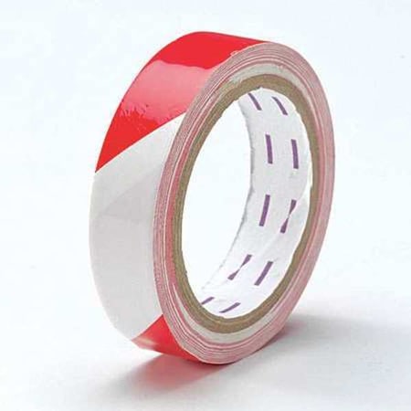 Floor Marking Tape, vinyl, No Legend, Red, White, 1 in W., 5 mil Thickness MPN:9NM08