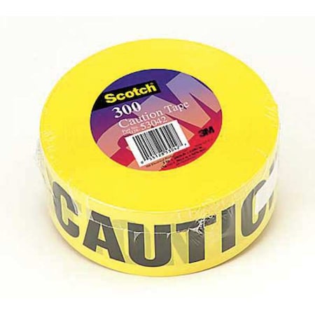Barricade Tape, Polyethylene, No Pattern, Yellow, 3 in W., 300 ft. L., 2 mil Thickness, 16 PK MPN:BT05AL-3-PK