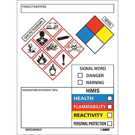 Container Label, Vinyl, PK250 MPN:GHS2264ALV