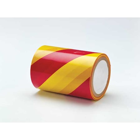 Floor Marking Tape, vinyl, No Legend, Magenta, Yellow, 6 in W., 7 mil Thickness MPN:LB16794MG
