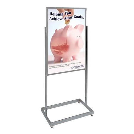 Sign Holder, Pedestal, 24x36, Alum, Chrome MPN:UVE52436-chrome