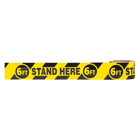 Floor Marking Tape, 6ft Stand Here 6ft, Vinyl, 8 mil MPN:ZVM6FTSH
