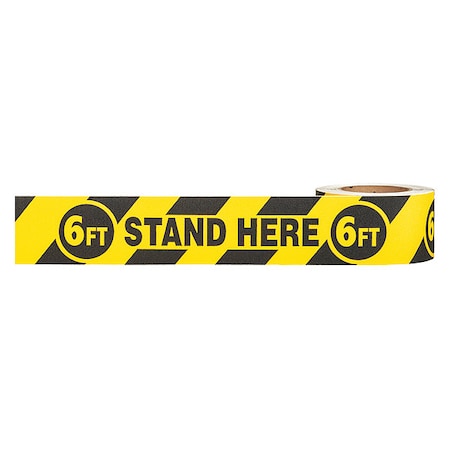 Floor Marking Tape, 6ft Stand Here 6ft, Vinyl, 8 mil MPN:ZWAS6FTSH