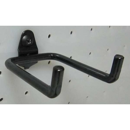 Double Rod Pegboard Hook for 1/4 in Hole & 1 in Spacing, 3 in L, 2-1/8 in W, Steel, Black, PK10 MPN:5TPG6