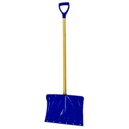 Snow Shovel, 18 in W x Plastic, Steel Blade, 37 in L Wood Handle MPN:21AD01