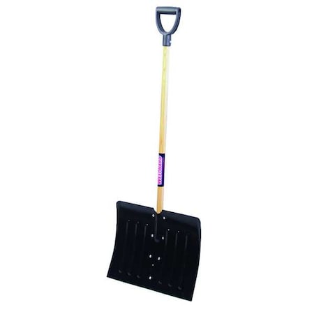 Snow Shovel, 37 in Wood D-Grip Handle, Steel Blade Material, 18 in Blade Width MPN:6YU43