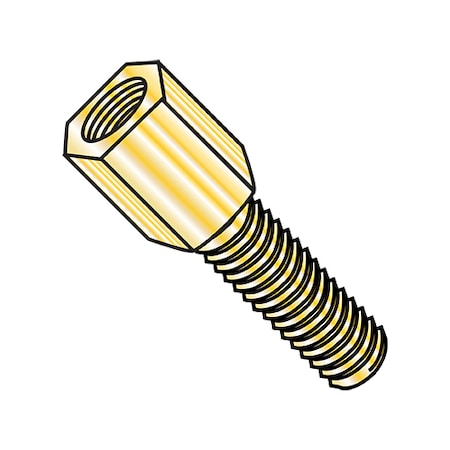 Jack Screw Standoff, #4-40 Thrd Sz, 1/4 in L, Steel Zinc Yellow, 2000 PK MPN:100404JMY