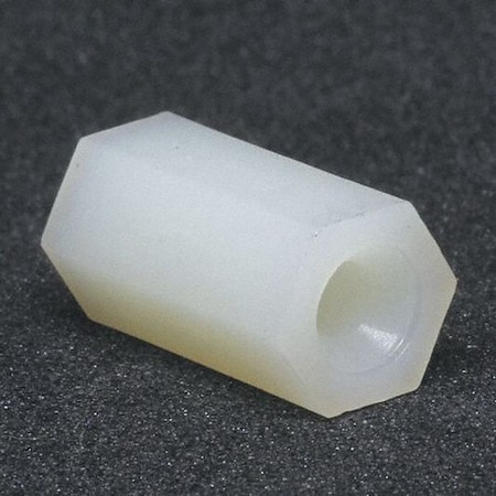 Hex Spacer, #4 Screw Size, Plain Nylon, 3/8 in Overall Lg, 0.091 in Inside Dia, 10 PK MPN:35HSP102