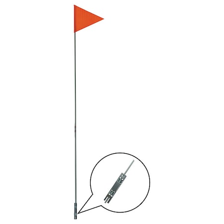 Bike Flag W/ 1/4 in x 6 ft Pole and Mounting Bracket, Fiberglass, Orange MPN:52WP75