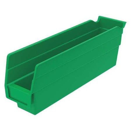 Shelf Storage Bin, Plastic, Green, 4 in H, 2 3/4 in W, 11 5/8 in L MPN:30110GREENBLANK