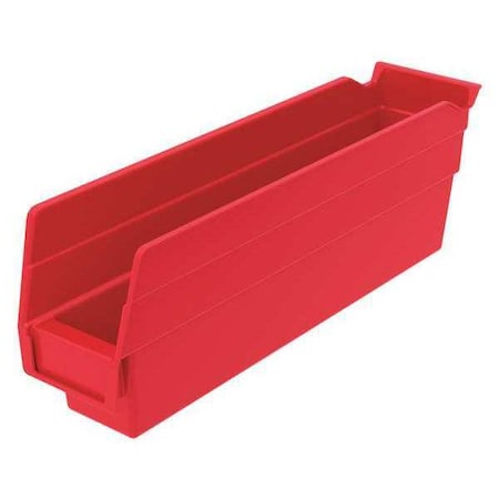 Shelf Storage Bin, Plastic, Red, 4 in H, 2 3/4 in W, 11 5/8 in L MPN:30110REDBLANK